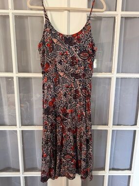 Ann Taylor LOFT Spaghetti Strap Stretchy Boho Floral Midi Dress